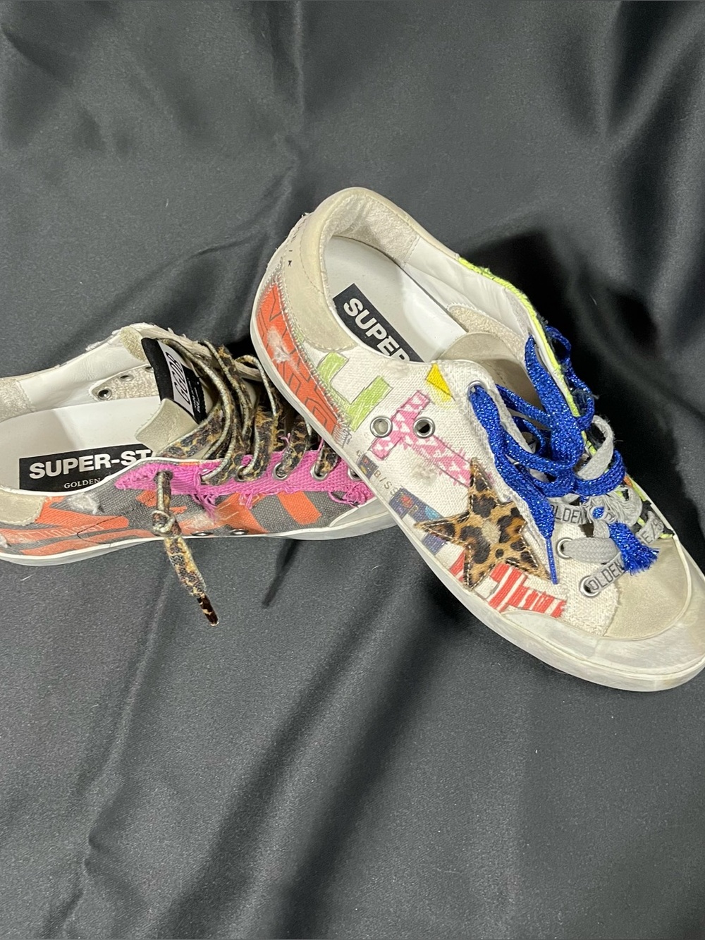 Golden Goose White Multi-Accent Leopard-Print Low-Top Sneakers